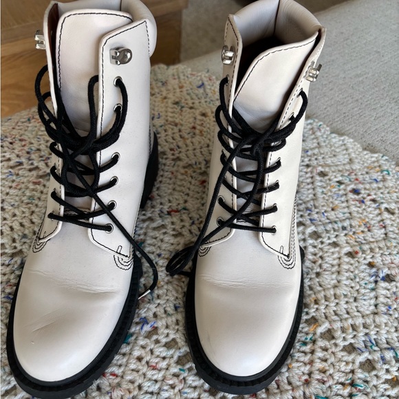 Coach Shoes - Stylish White Lace-Up Women's Boots